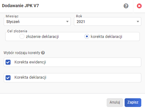 Jednolity Plik Kontrolny - korekta JPK_VAT w systemie 